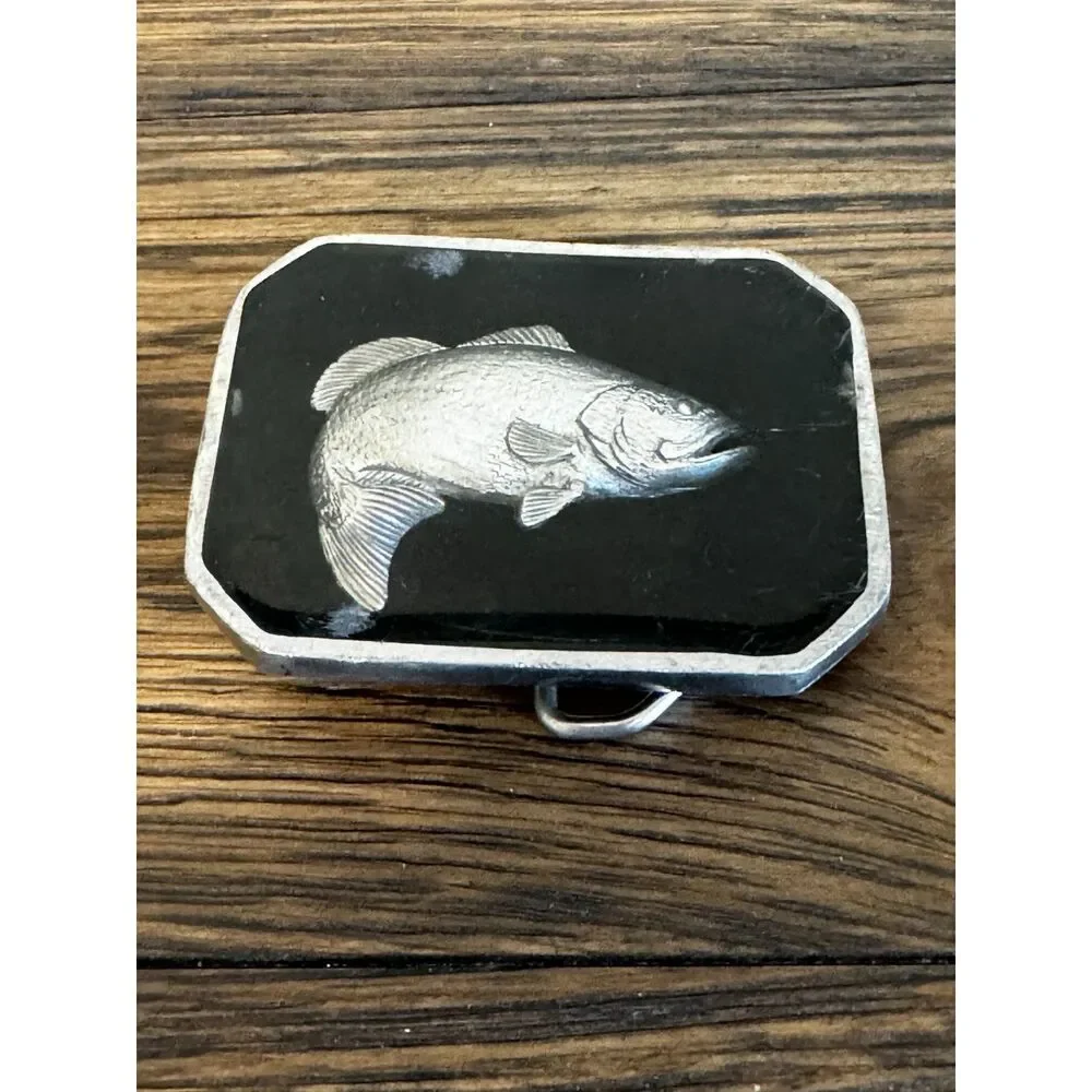 Vintage Bill Callahan signed fish belt buckle Wildlife in Pewter must see
